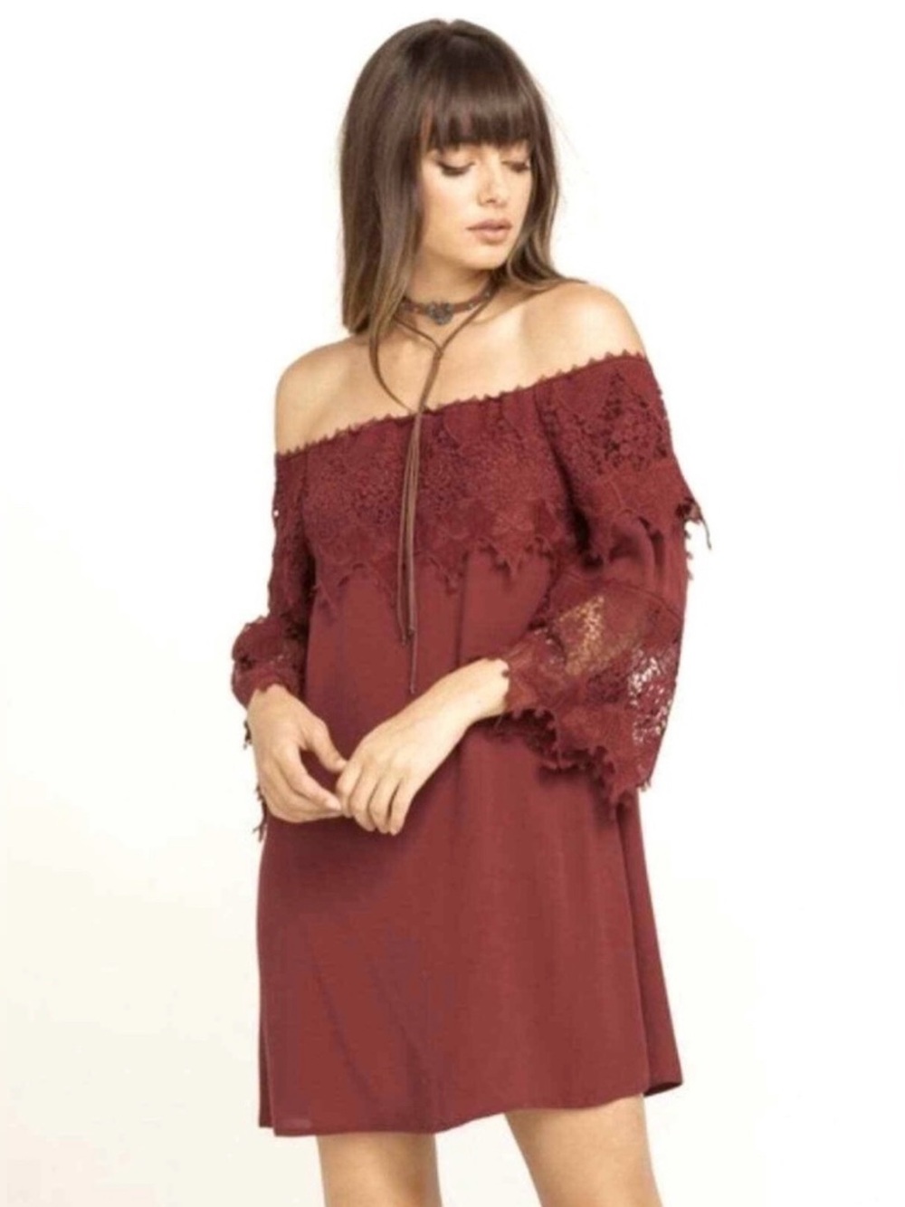 Shyanne Off Shoulder Western Mini Lace Dress